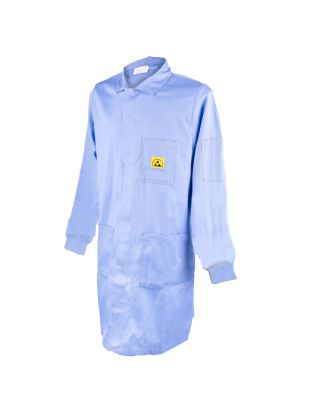 ESD-ProTEX Arbeitsmantel mit Strickbund, hellblau